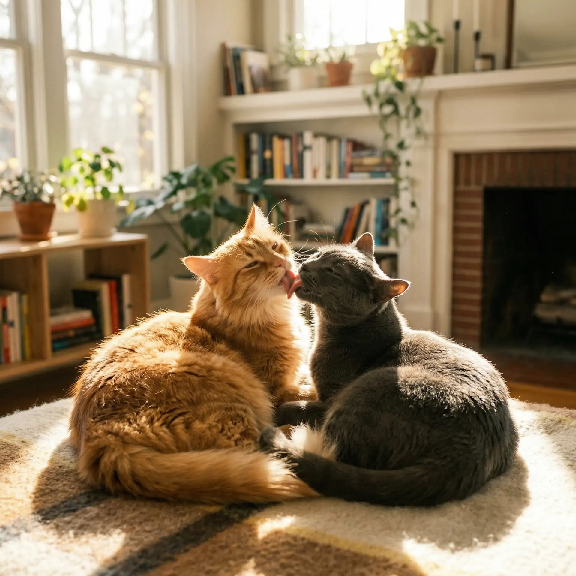 两只猫互相梳毛 - 磁力猫地址